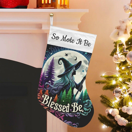 Yule Witch Christmas Stocking for Yule Decorations-MoonChildWorld
