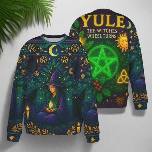 Yule Witch Christmas Sweater Wicca Christmas Sweatshirt-MoonChildWorld