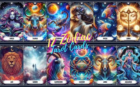 12 Zodiac Sign Tarot Cards Digital File