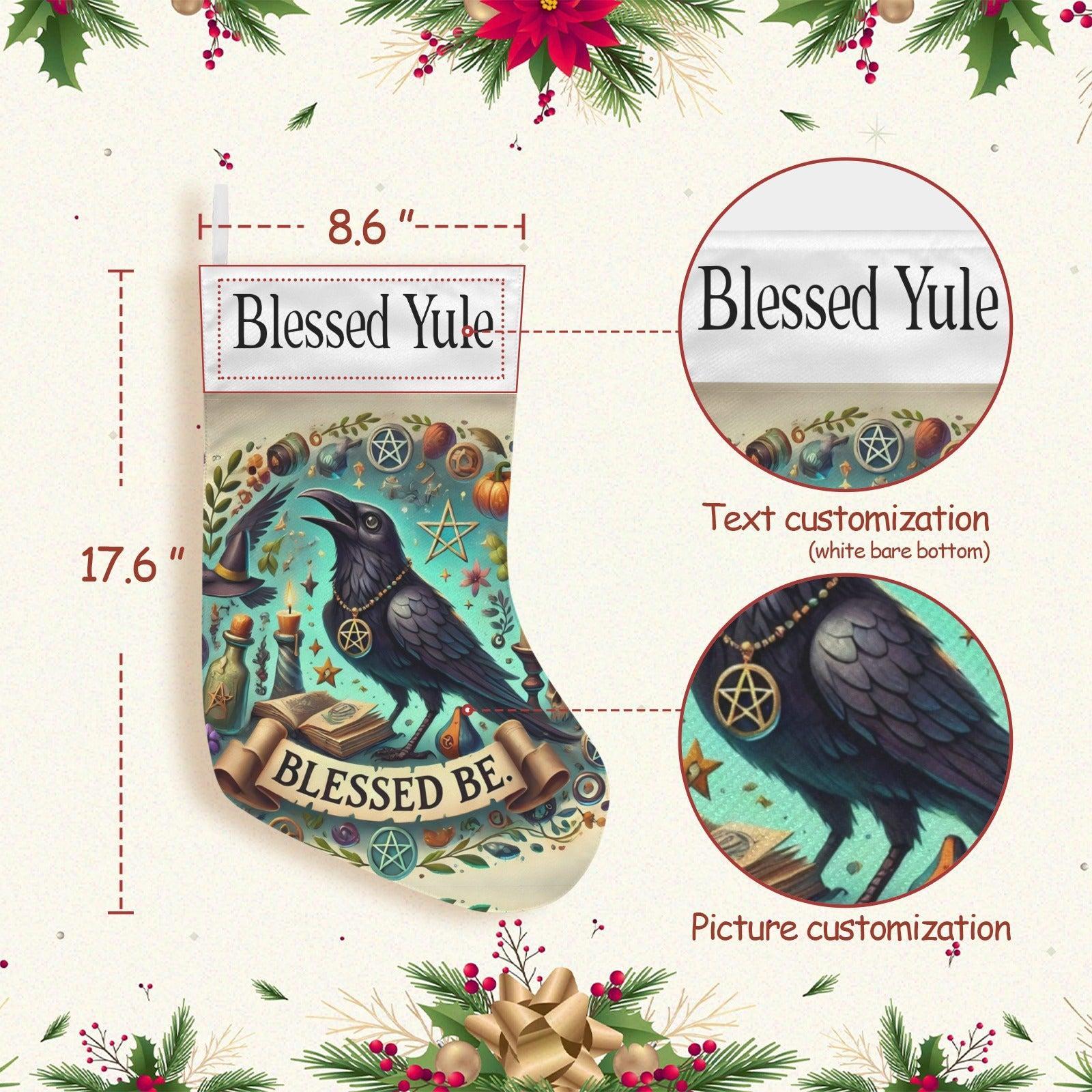 Gothic Crow Black Raven Witch Christmas Stocking for Yule Decorations-MoonChildWorld