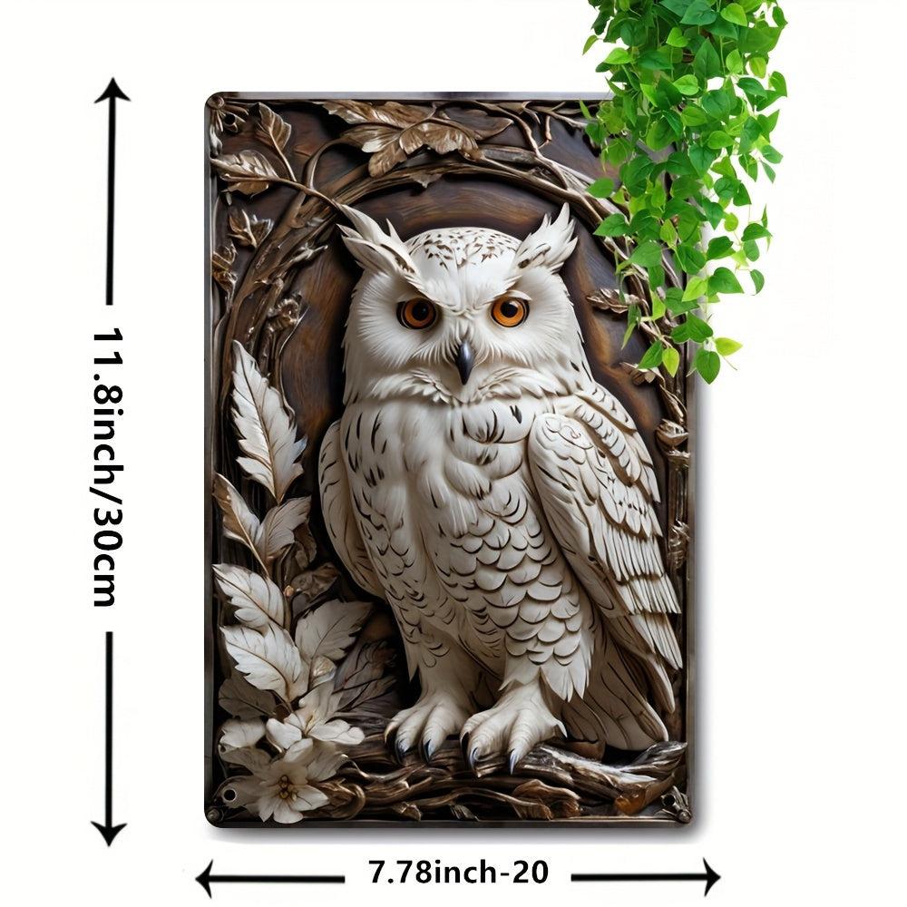 White Owl Metal Sign Spirit Animal Wall Sign Mystic Owl Home Decor-MoonChildWorld