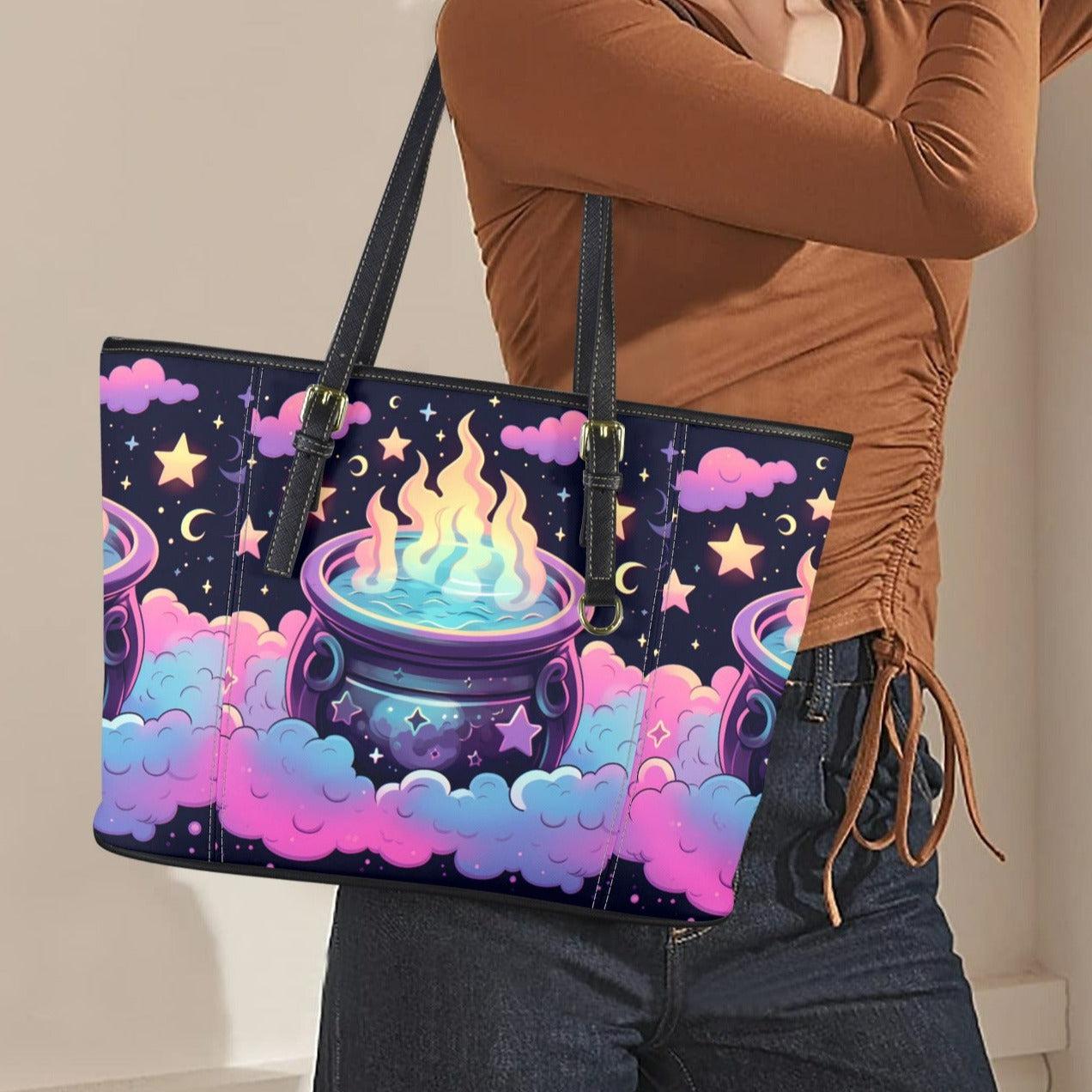 Magic Cauldron Witch Tote Bag-MoonChildWorld