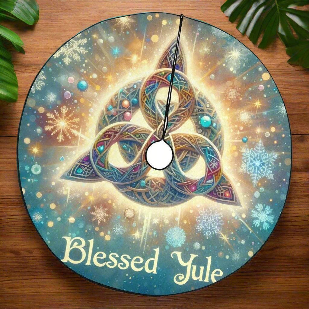 Celtic Triquetra Pagan Christmas Tree Skirt for Yule Decorations-MoonChildWorld