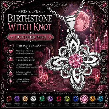 925 Silver Birthstone Witch Knot Ring Celtic Protection Amulet for Wiccan & Pagan-MoonChildWorld