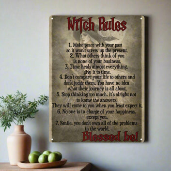 Rules of Witch Metal Sign