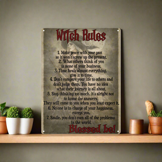 Rules of Witch Metal Sign