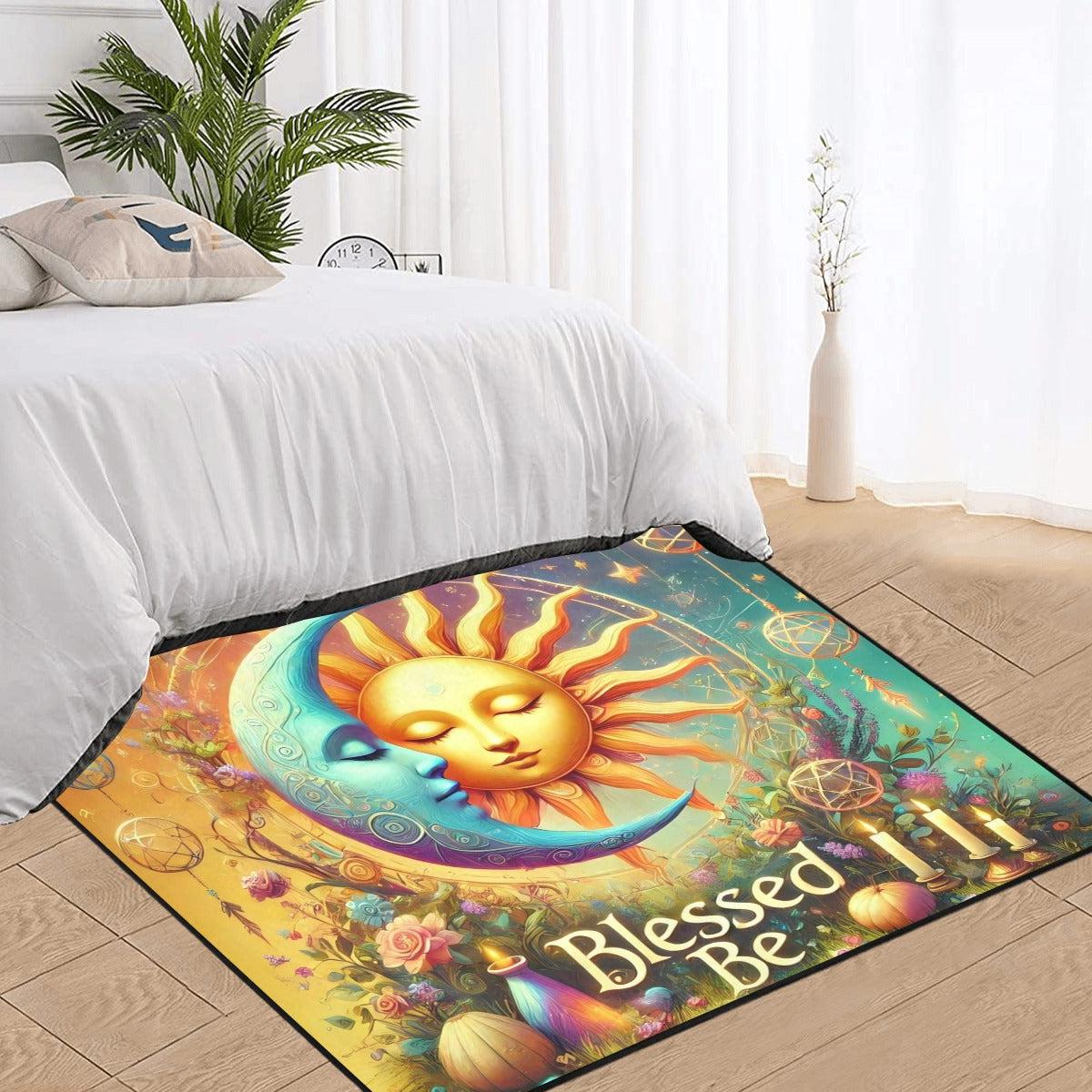 Boho Sun Moon Wicca Area Rug Celestial Goddess Pagan Carpet-MoonChildWorld