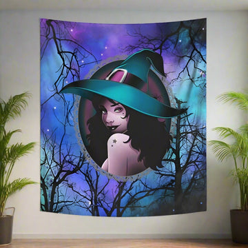 Dark Witch Tapestry Halloween Gothic Wall Hanging-MoonChildWorld