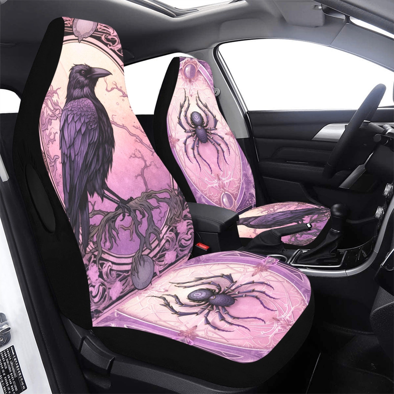 Gothic Raven and Spider Halloween Car Seat Covers-MoonChildWorld