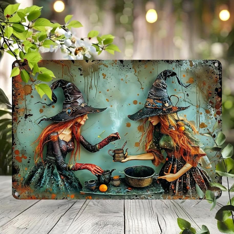 Kitchen Witch Wall Art Witchy Metal Sign for Halloween Wall Decor-MoonChildWorld