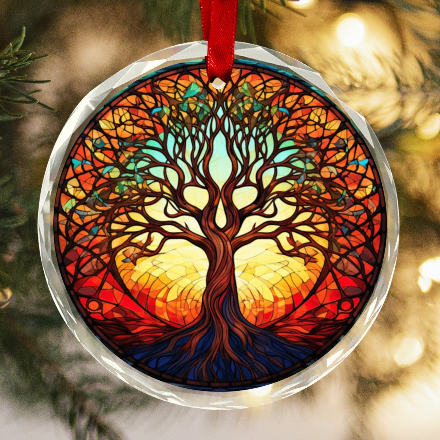 Tree of life Glass Christmas Ornament-MoonChildWorld