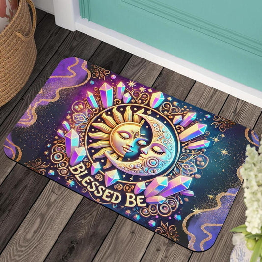 Celestial Sun and Moon Doormat Wicca Doormat for Pagan Home Decor