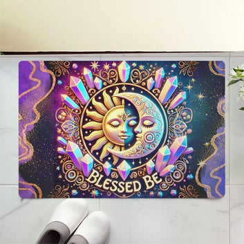 Celestial Sun and Moon Doormat Wicca Doormat for Pagan Home Decor