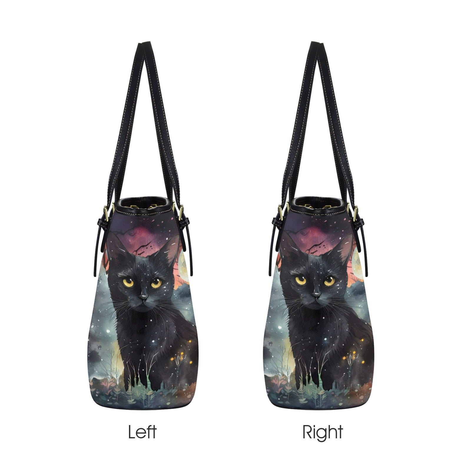 Moon black cat Halloween Tote Bag-MoonChildWorld