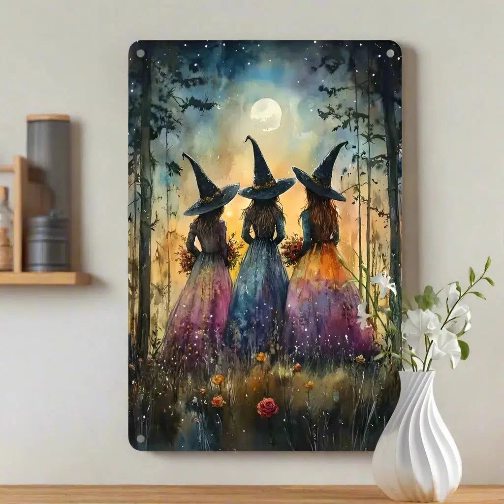 Forest Witches Wall Art Mystic Witch Metal Sign Halloween Home Decor-MoonChildWorld