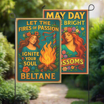 Wiccan Beltane Sabbat Garden Flag and House Flag for Pagan Home Decor