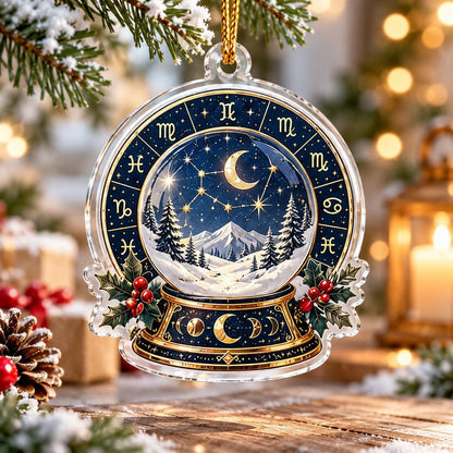 Astrology Star Map Acrylic Ornament Set – Zodiac Christmas Decor – Zodiac Snow Globe ornament
