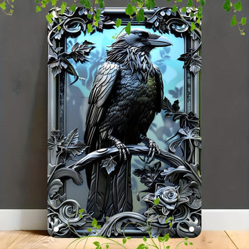 Gothic Crow Wall Art Black Raven Metal Sign-MoonChildWorld