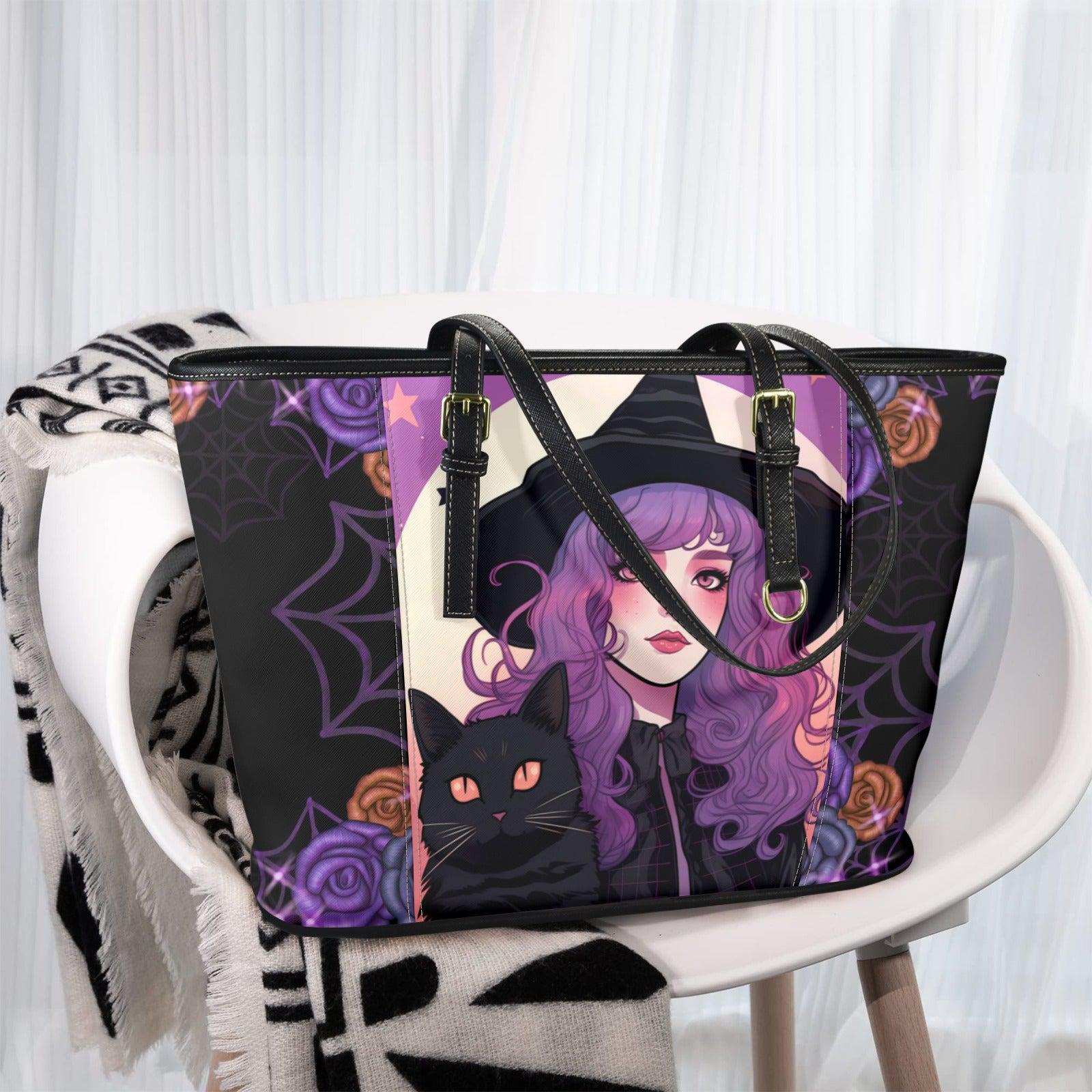 Black cat and Witch Tote Bag-MoonChildWorld