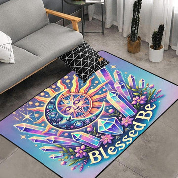 Crystal Witch Sun Moon Area Rug Blessed Be Wiccan Carpet-MoonChildWorld