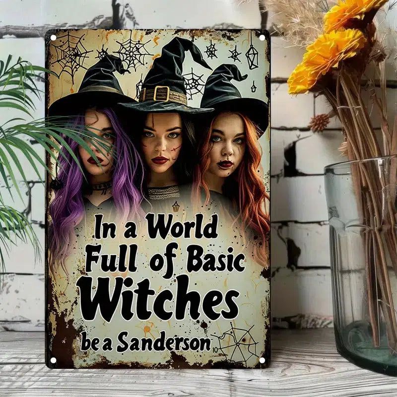 Witch Sisters Metal Sign Gothic Wall Decor Hocus Pocus Halloween Metal Sign-MoonChildWorld