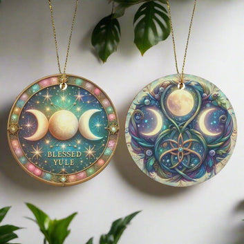 Triple moon Ceramic Christmas Ornament for Yule Tree Decorations