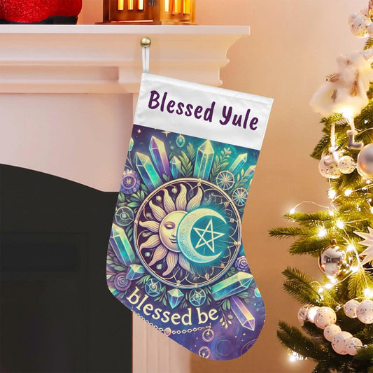 Pagan Celestial Sun Moon Wicca Christmas Stocking for Yule Decorations
