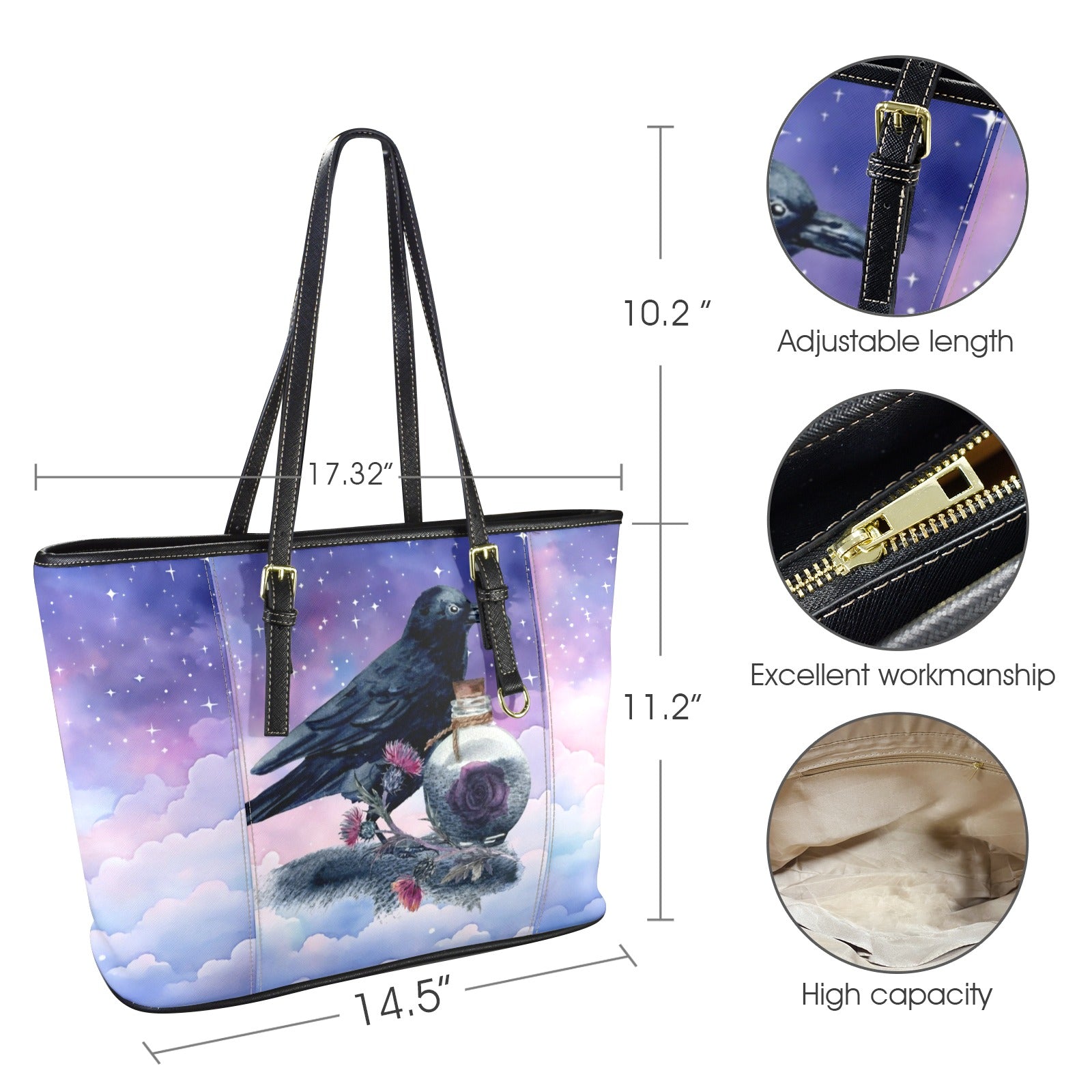 Gothic witchy raven Tote Bag-MoonChildWorld