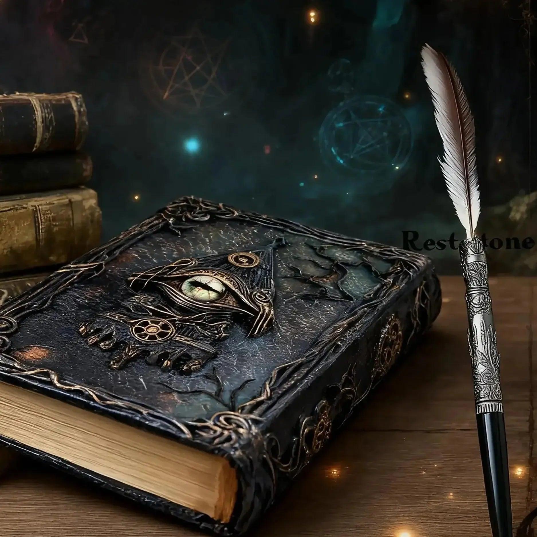 Vintage Magic Eye Journal - Embossed Leather Grimoire Notebook Gothic Witchcraft Diary for Witches-MoonChildWorld