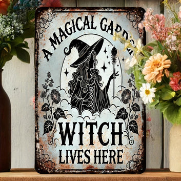 Enchanted Garden Witch Vintage Metal Sign