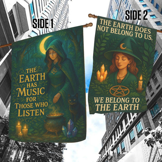 Witch in Nature's Embrace Witchy Garden Flag and Wiccan House Flag for Pagan Outdoor Decor