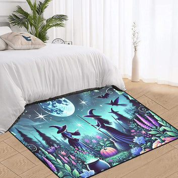 Moonlit Witches Area Rug Witchcraft Carpet for Halloween