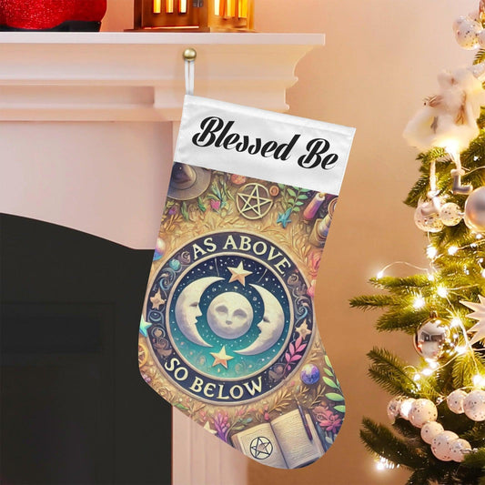 Blessed Be Wicca Sun Moon Pagan Christmas Stocking for Yule Decorations