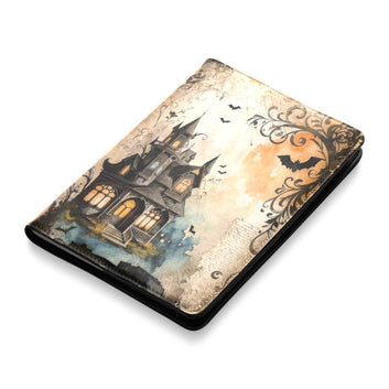 Haunted House Halloween Leather Notebook A5