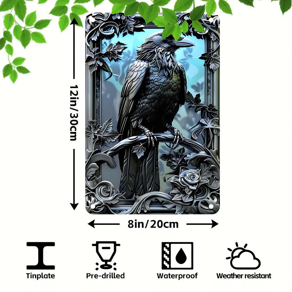 Gothic Crow Wall Art Black Raven Metal Sign-MoonChildWorld