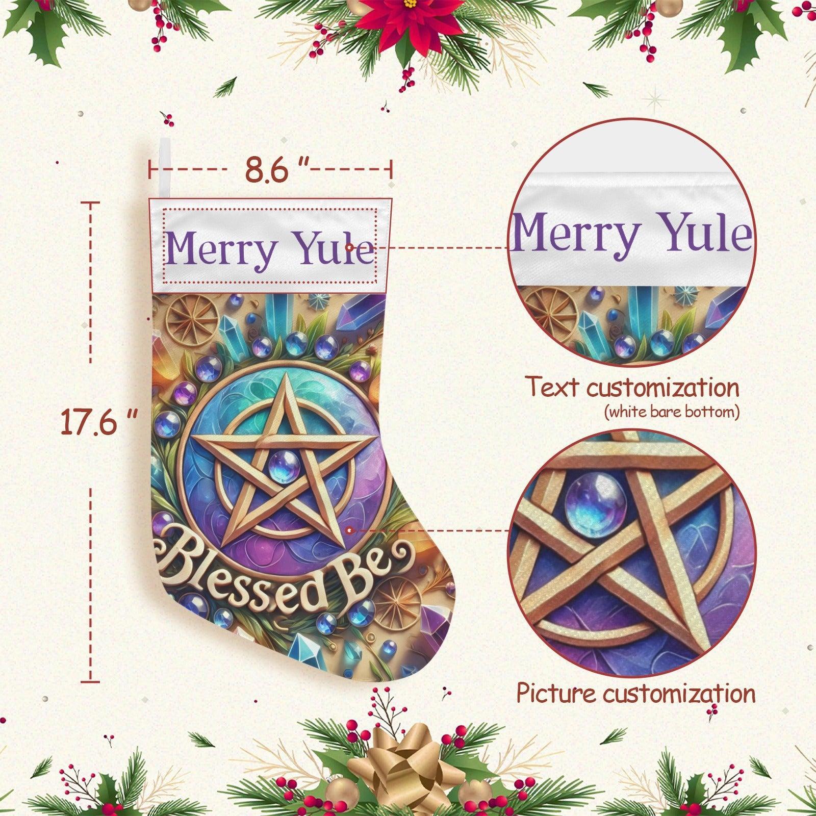 Wicca Yule Pentagram Pagan Christmas Stocking for Yule Decorations-MoonChildWorld