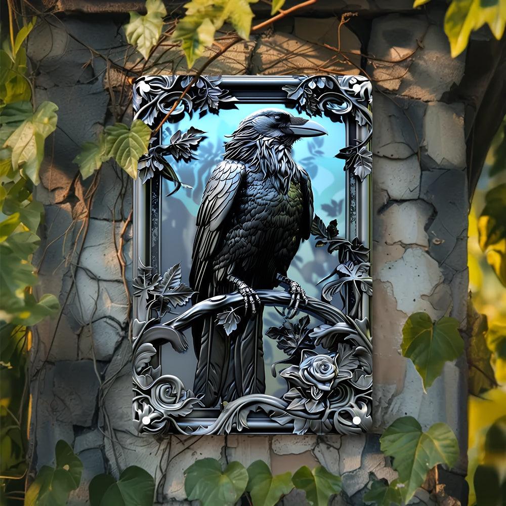 Gothic Crow Wall Art Black Raven Metal Sign-MoonChildWorld