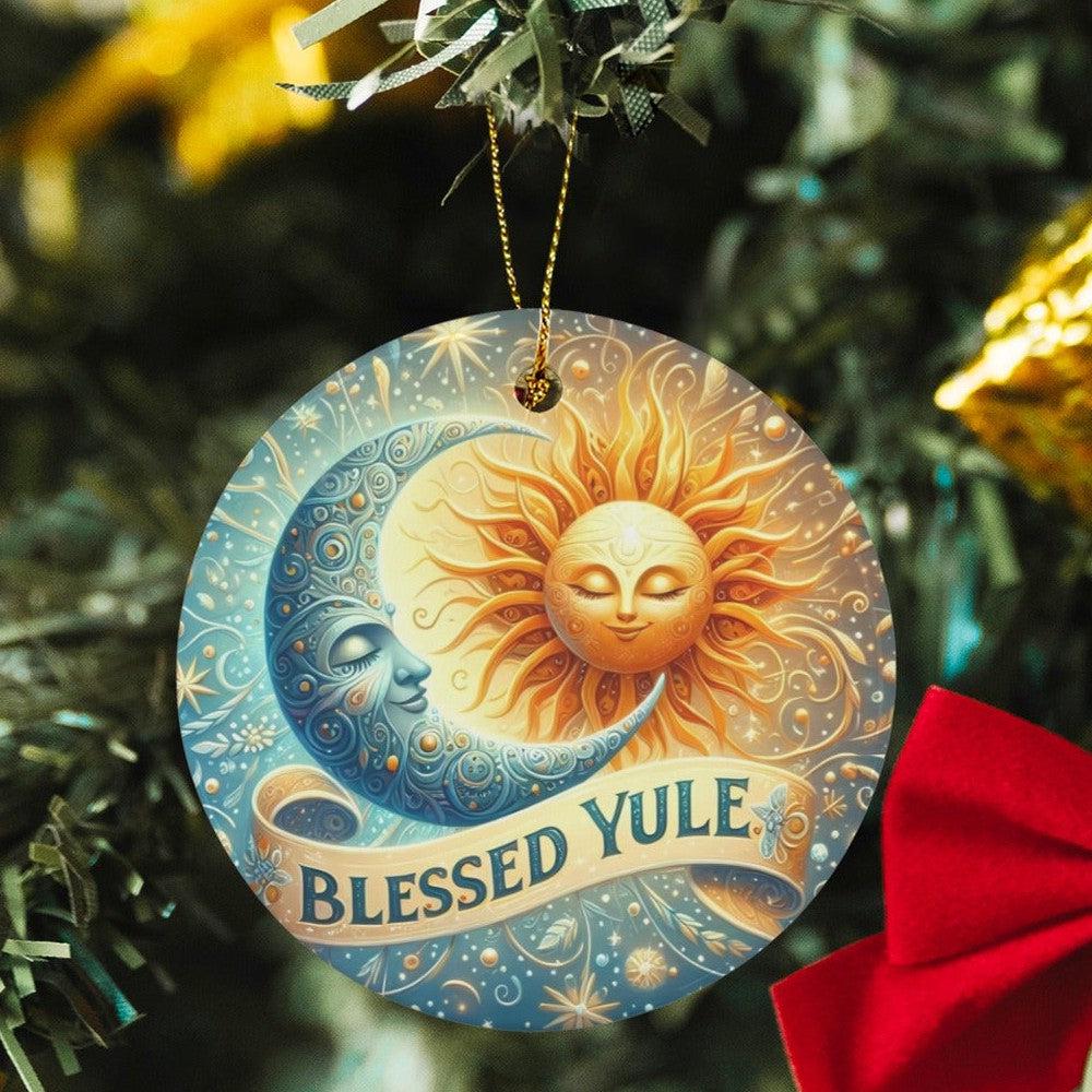 Moon Sun Ceramic Christmas Ornament for Yule Tree Decorations-MoonChildWorld