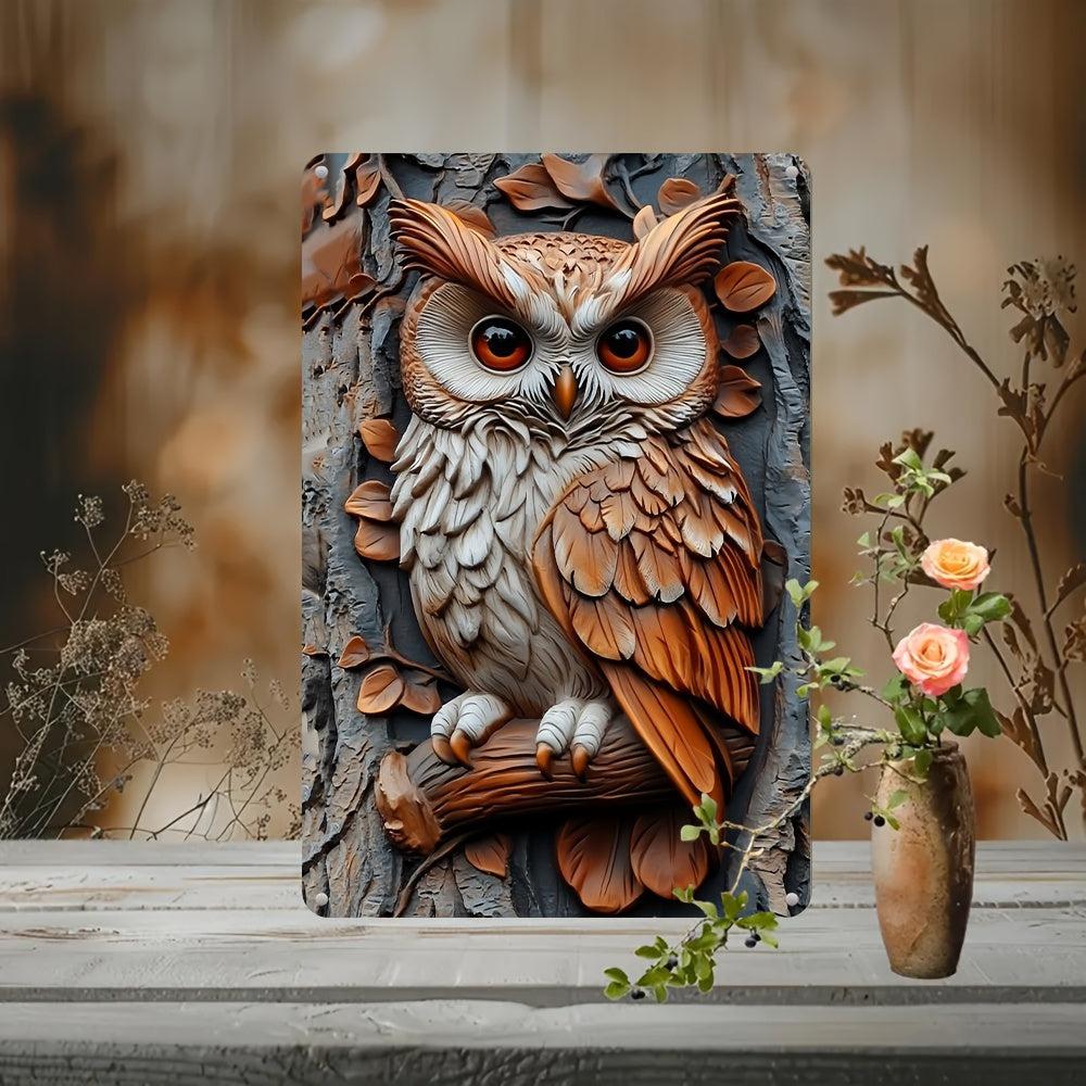 Owl Metal Sign Spirit Animal Wall Sign Mystic Owl Home Decor-MoonChildWorld