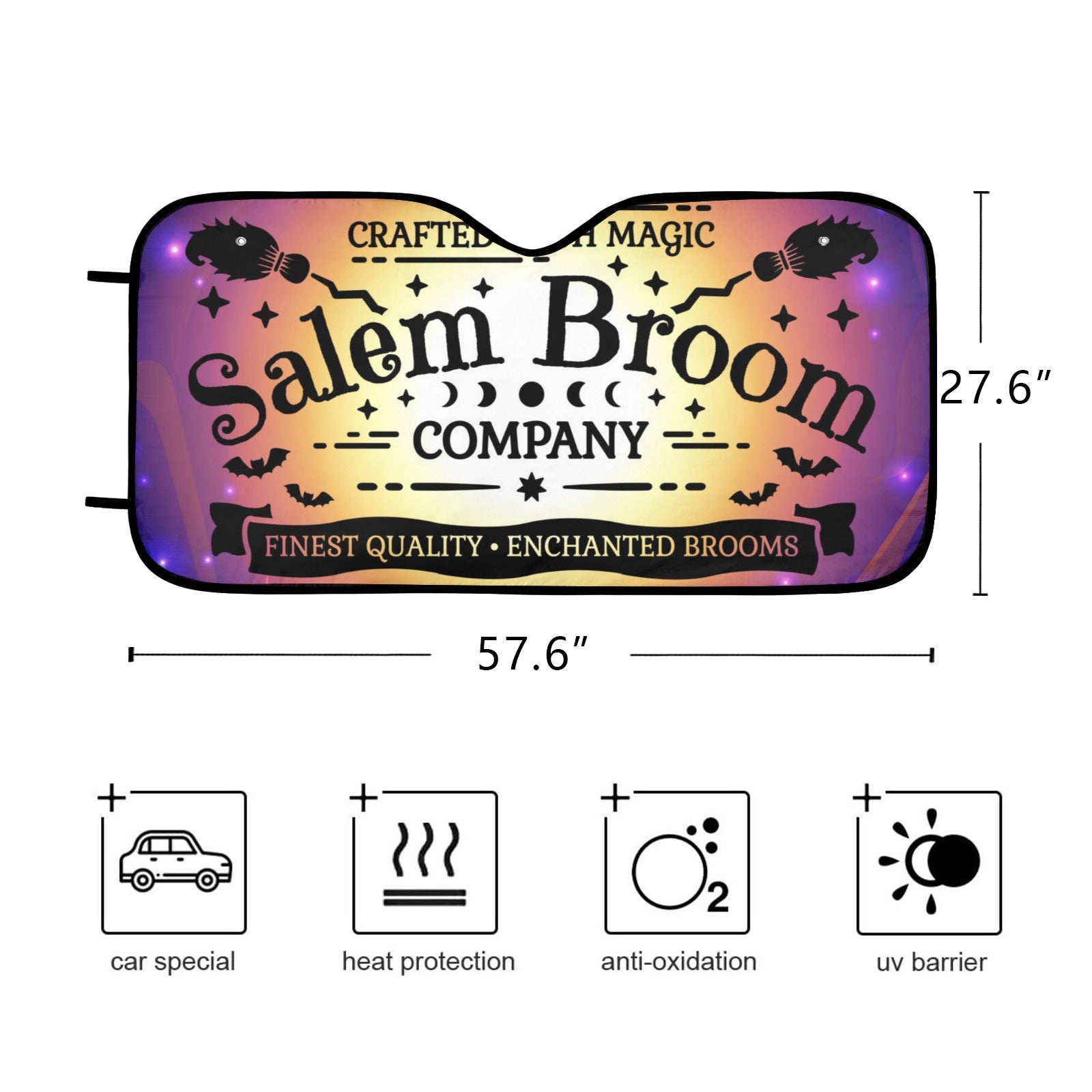 Salem broom witch Car Sun Shade-MoonChildWorld
