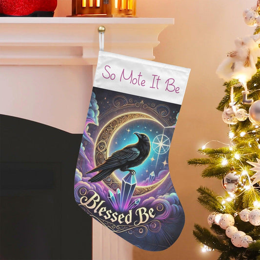 Witchy Raven Gothic Crow Christmas Stocking for Yule Decorations