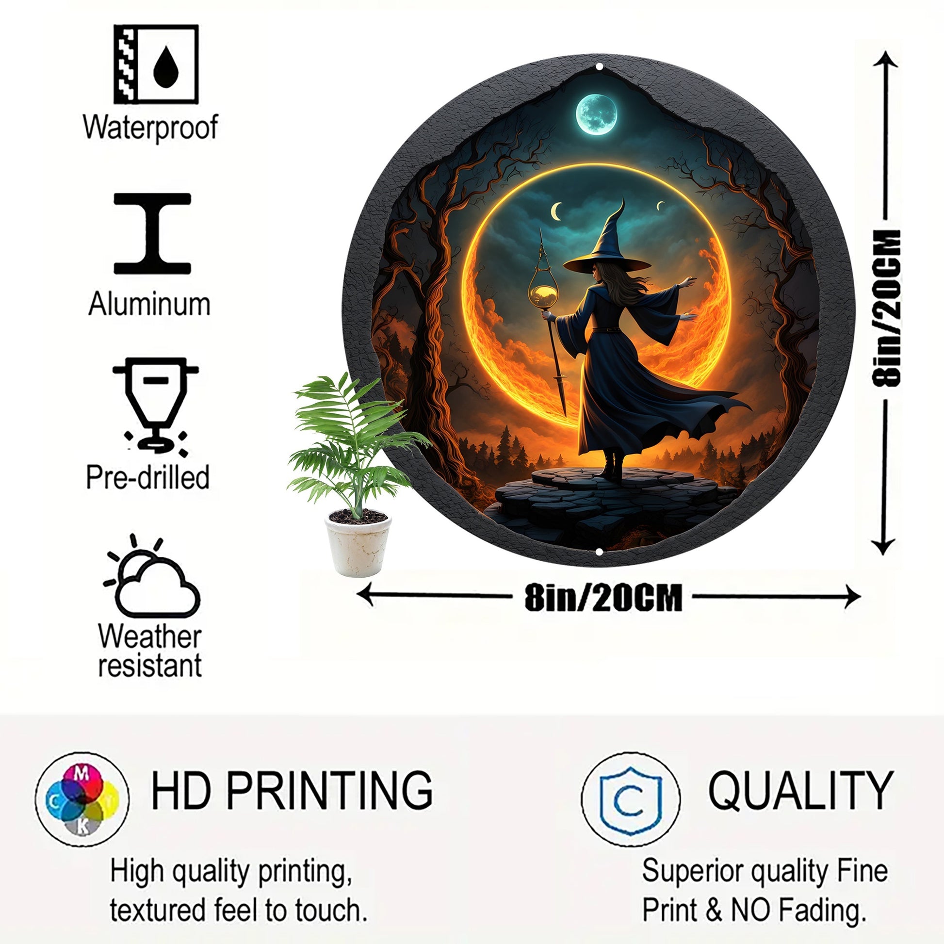 Magical Witch Metal Wall Sign Enchanting Wizard Art for Home Decor-MoonChildWorld