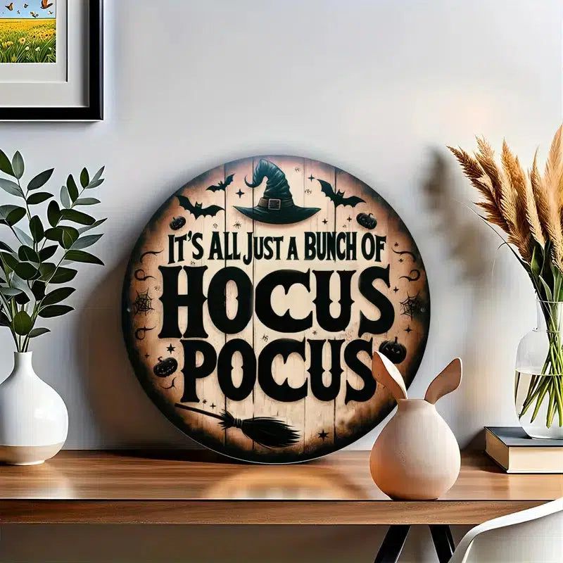 Hocus Pocus Witch Metal Sign Gothic Wall Sign For Halloween-MoonChildWorld