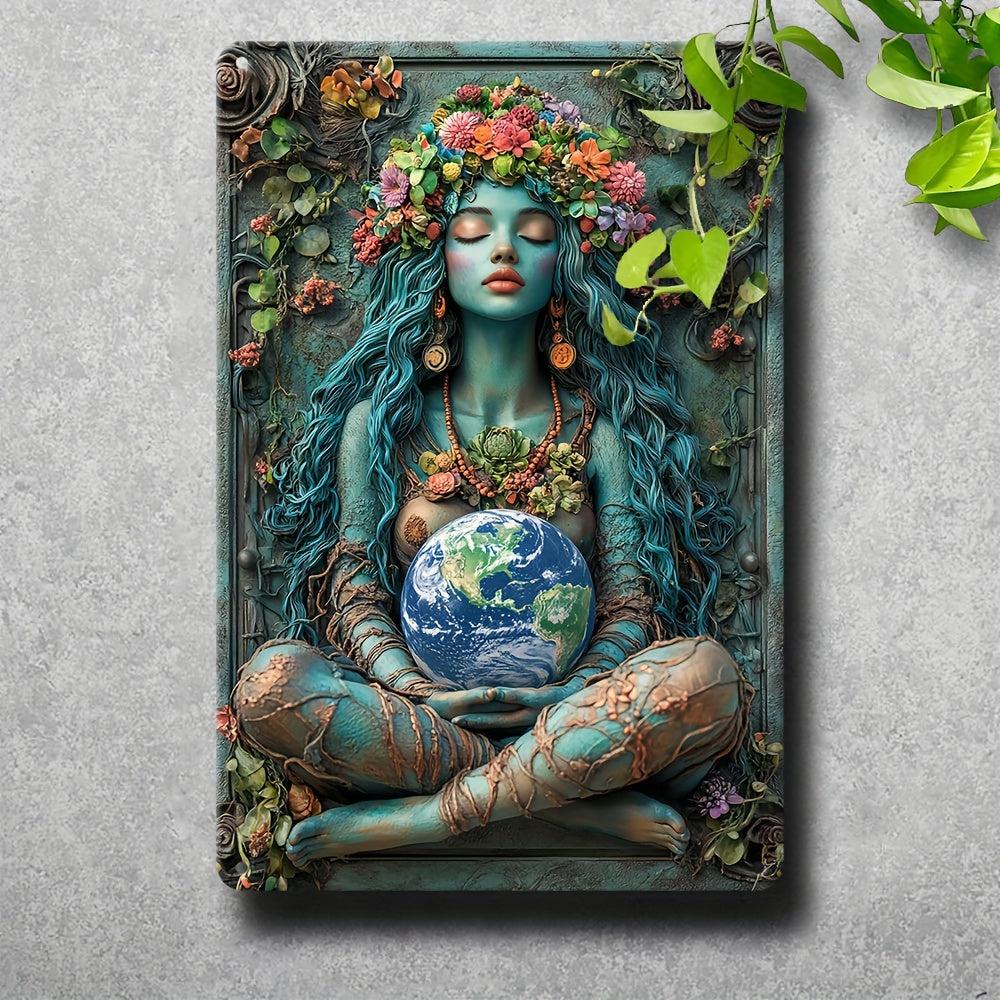 Gaia Goddess Earth Metal Sign Mother Earth Wall Art Mother Earth & Forest Theme Decor-MoonChildWorld