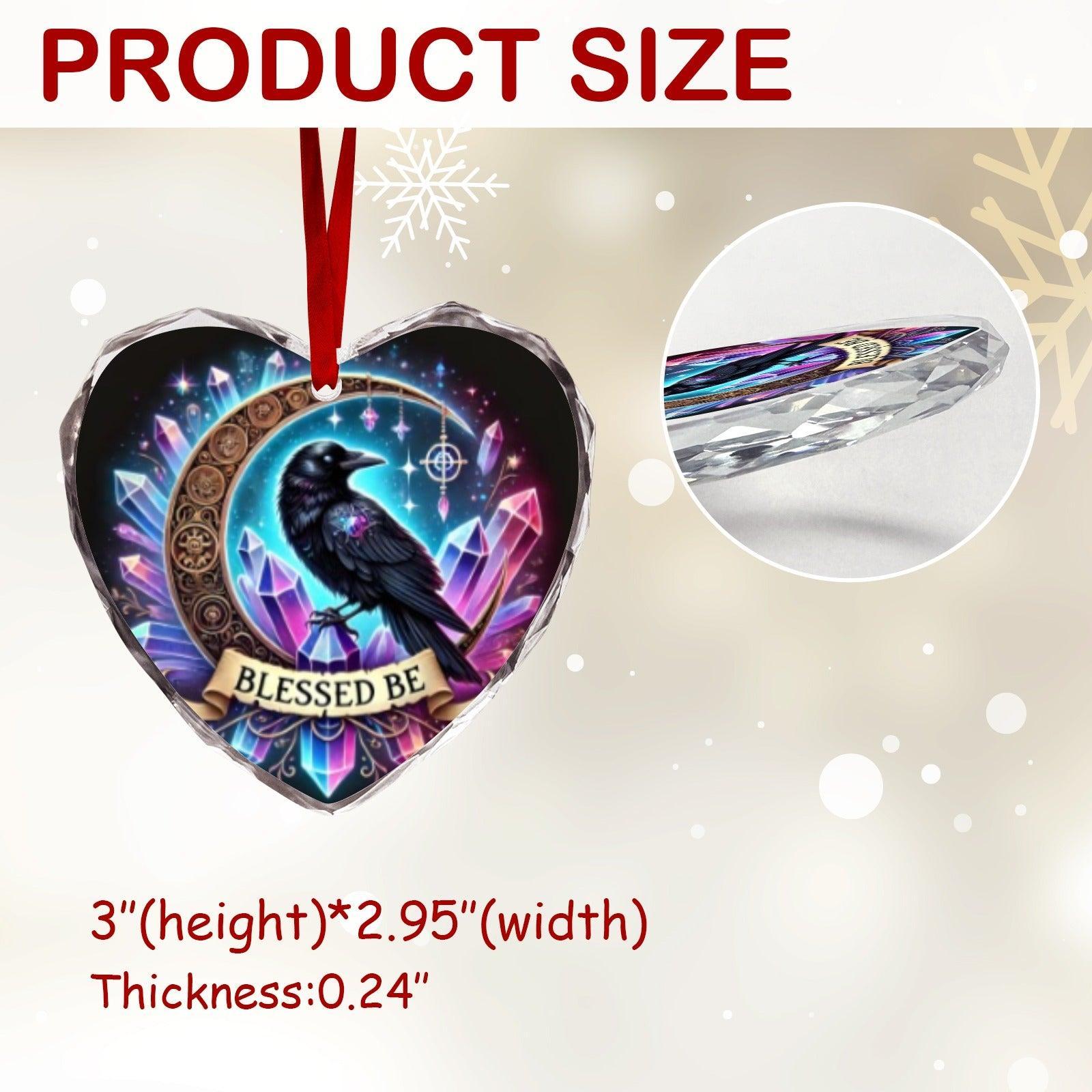 Wicca Raven Gothic Crow Christmas Heart-Shaped Crystal Glass Ornament-MoonChildWorld