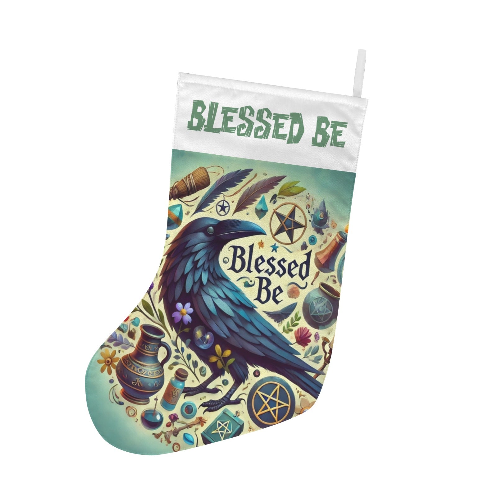 Gothic Crow Witchy Raven Christmas Stocking for Yule Decorations-MoonChildWorld