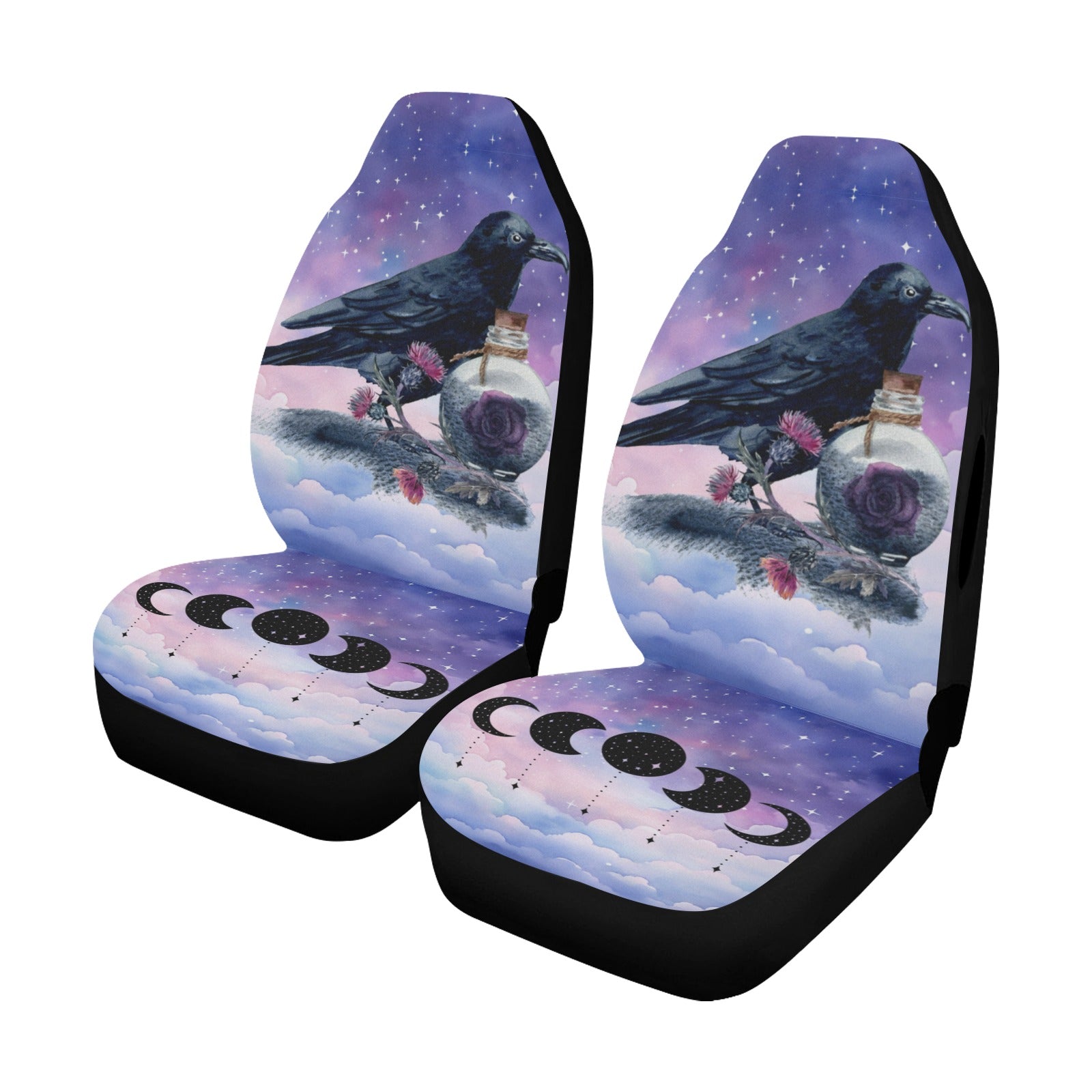 Moon Raven Witchy Car Seat Cover-MoonChildWorld