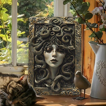 Vintage Medusa Aluminum Wall Sign Medusa Metal Sign Greek Mythology Decor