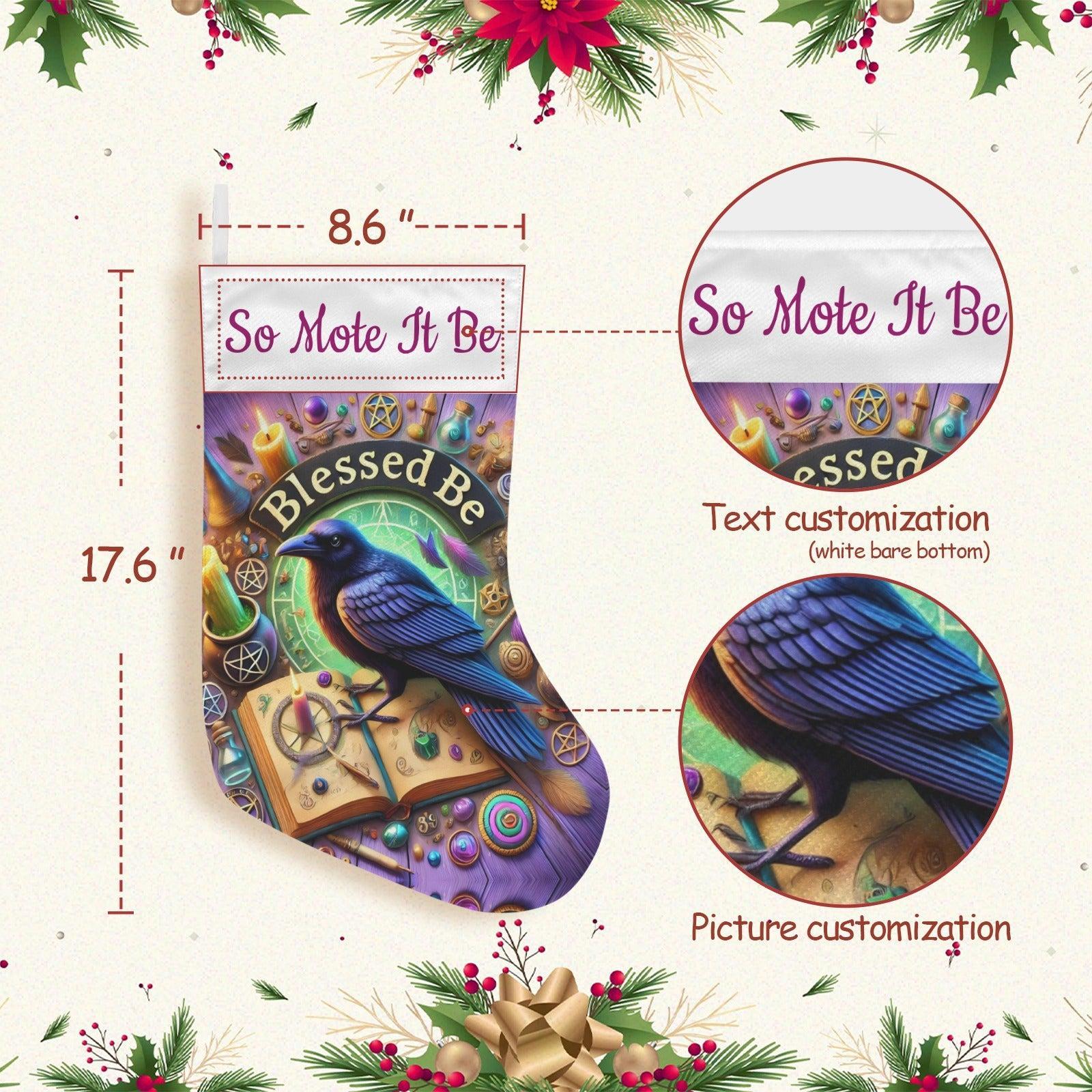 Gothic Raven Witch Crow Christmas Stocking for Yule Decorations-MoonChildWorld