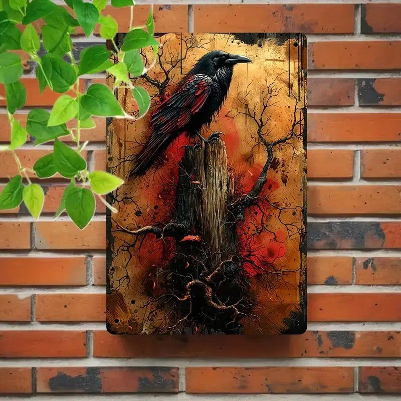 Black Raven Wall Hanging Gothic Crow Wall Art-MoonChildWorld